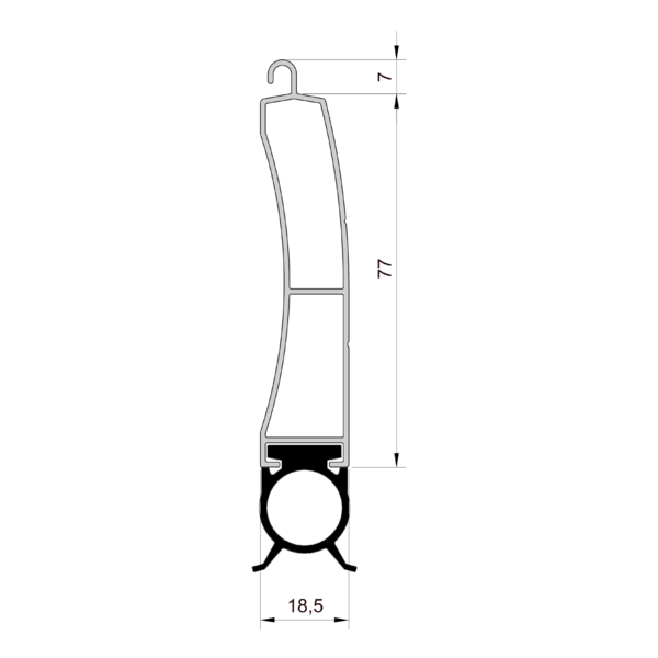 Aluminium onderlat met rubber dichting